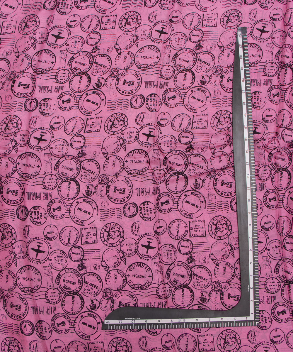 Pink Colour Abstract Digital Printed Pure Muslin Fabric