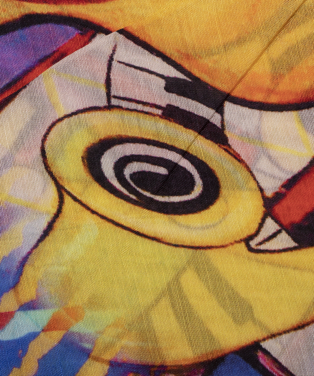 Multi Colour Object Digital Printed Pure Muslin Fabric