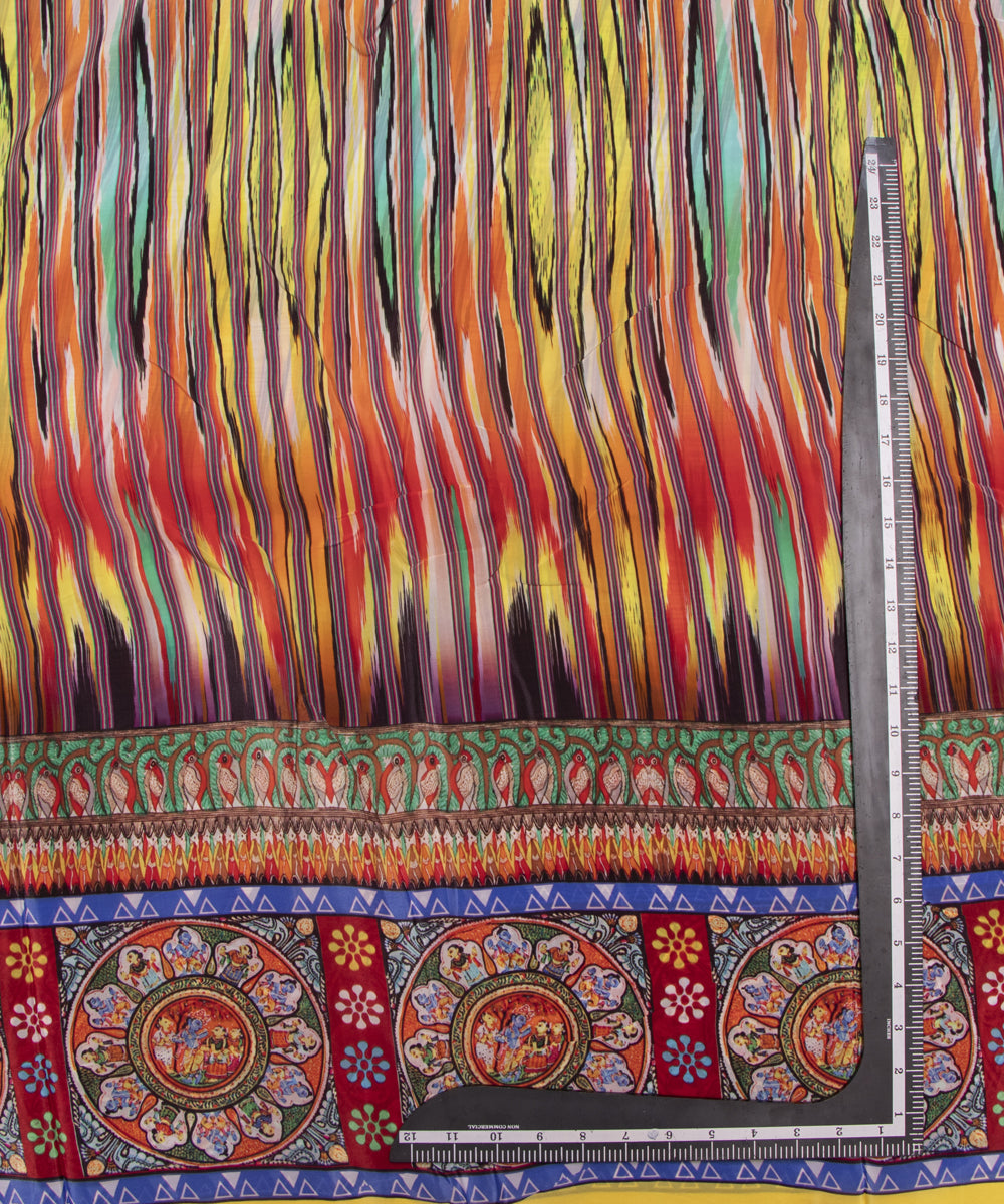 Multi Colour Abstract Print Pure Natural Crepe Fabric