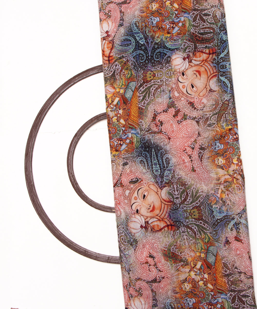 Multi Colour Figure Digital Printed Pure Muslin Fabric