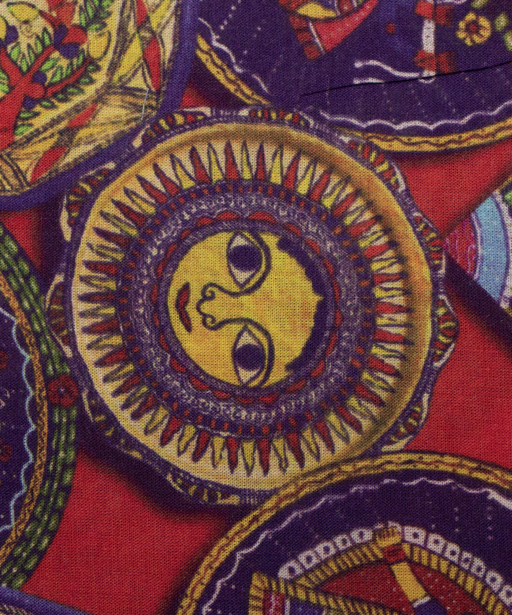 Multi Colour Abstarct Digital Print Muslin Fabric