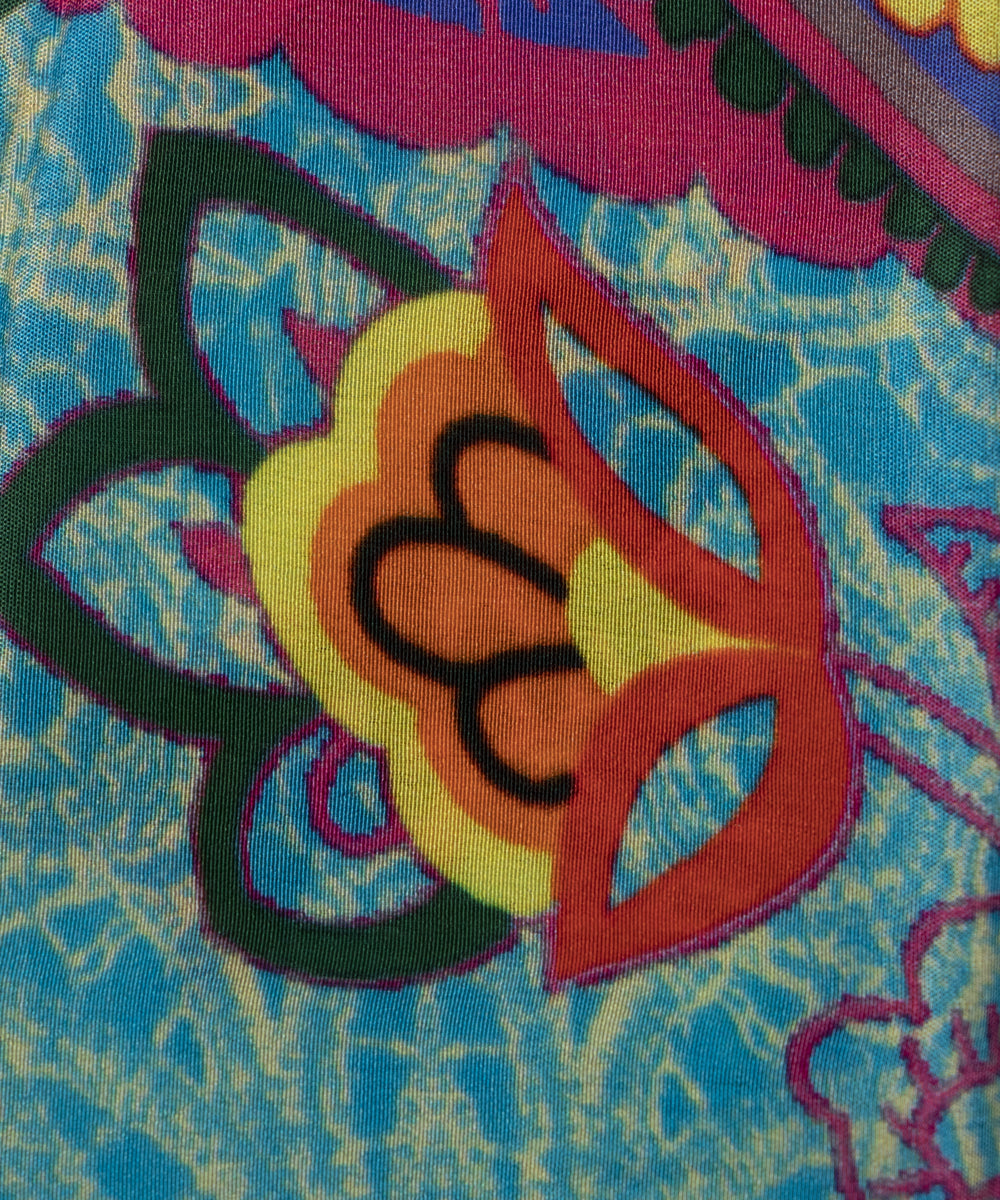 Blue Colour Paisley Print Pure Natural Crepe Fabric