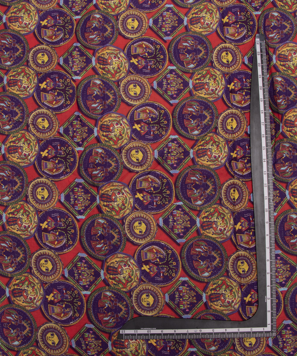 Multi Colour Abstarct Digital Print Muslin Fabric