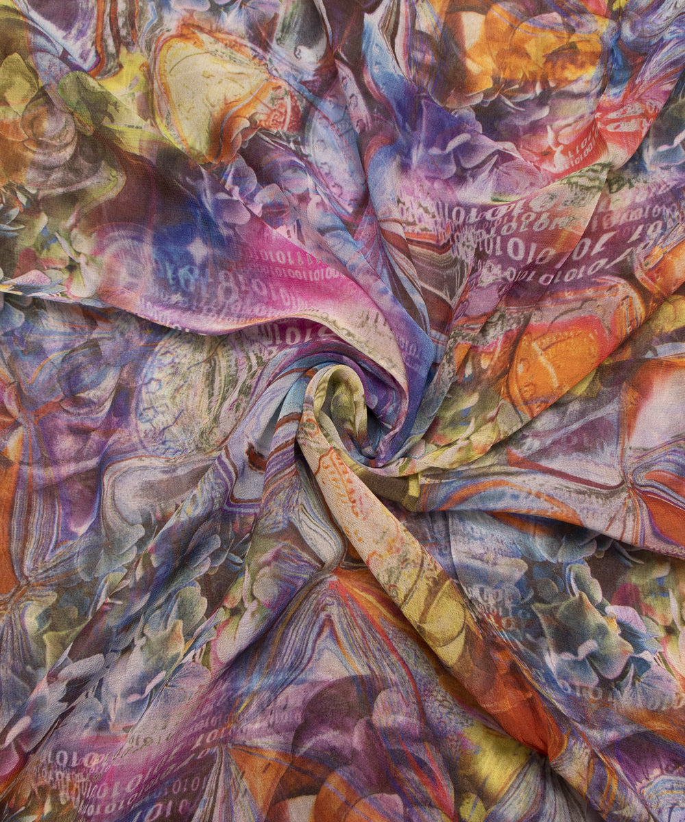 Multi Colour Abstract Print Georgette Fabric