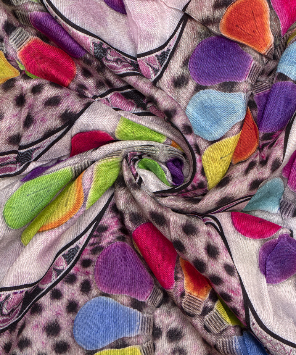 Multi Colour Floral Digital Printed Pure Muslin Fabric