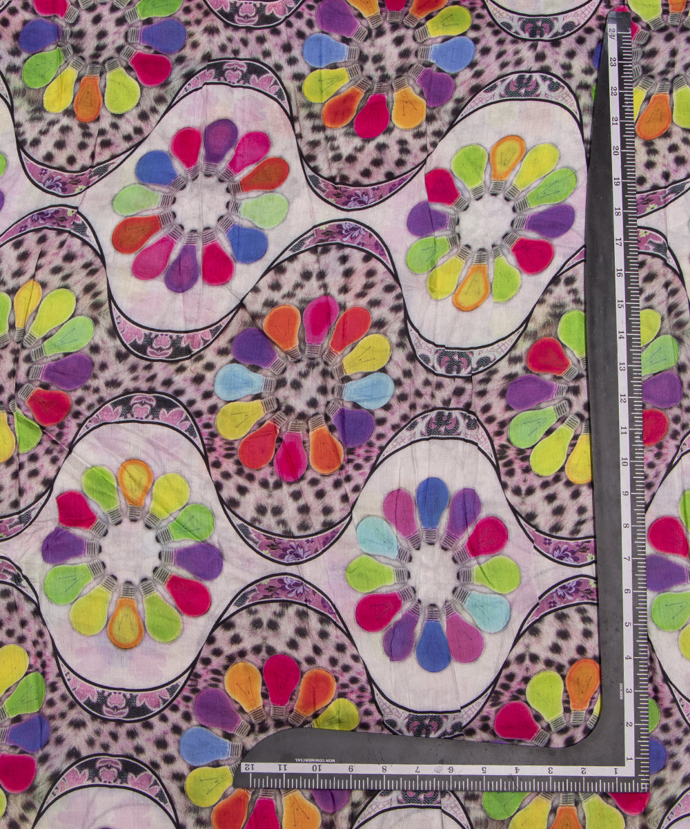 Multi Colour Floral Digital Printed Pure Muslin Fabric