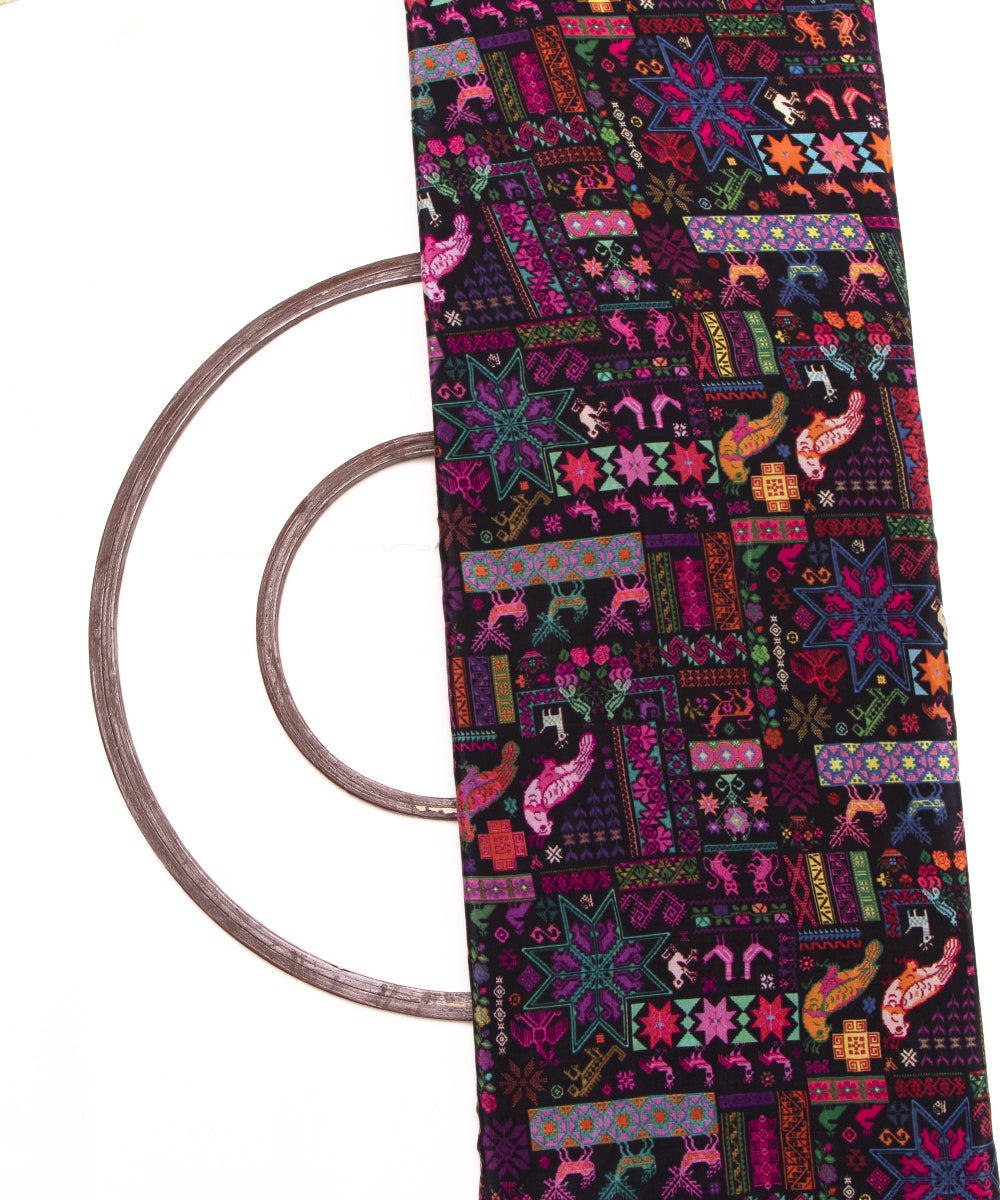 Multi Colour Abstract Digital Print Muslin Fabric