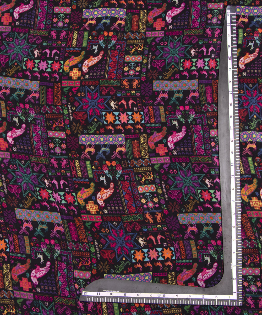 Multi Colour Abstract Digital Print Muslin Fabric