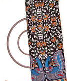 Black Colour Traditional Print Bamberg Satin Fabric