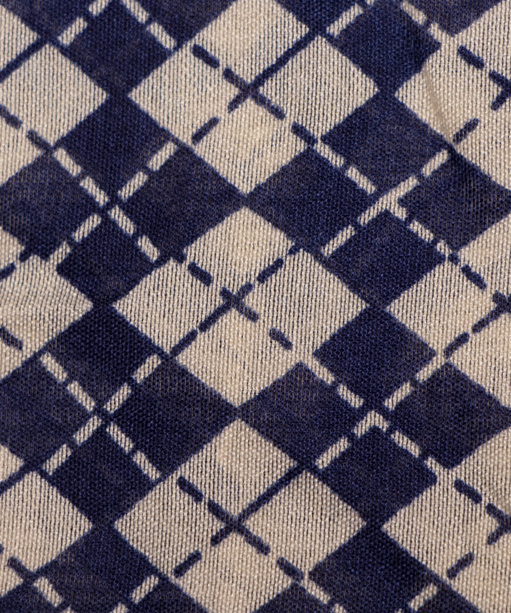 Blue Colour Geometric Print Modal Chanderi Fabric