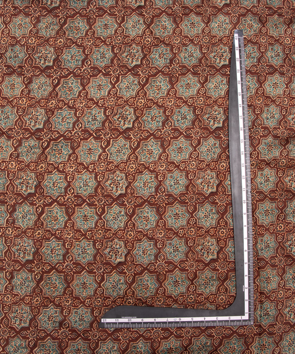 Brown Colour Traditional Print Modal Chanderi Fabric