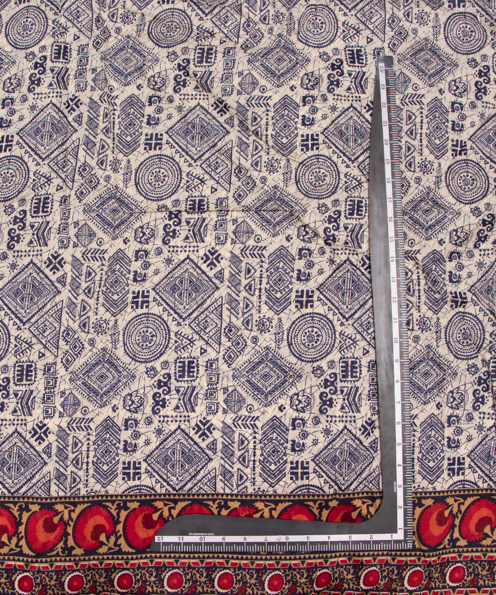 Blue Colour Abstract Print Modal Chanderi Fabric