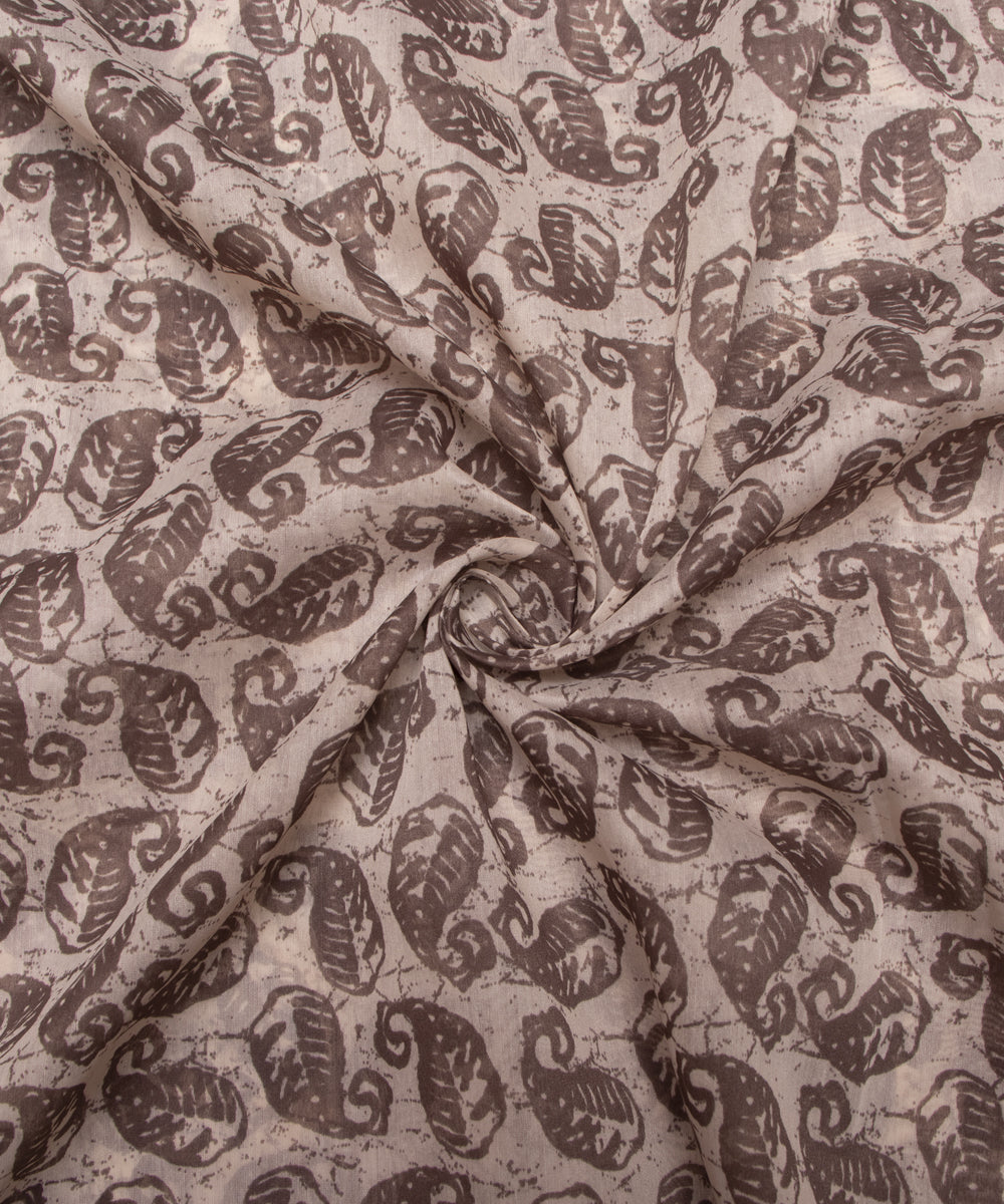 Off White Colour Paisley Print Modal Chanderi Fabric
