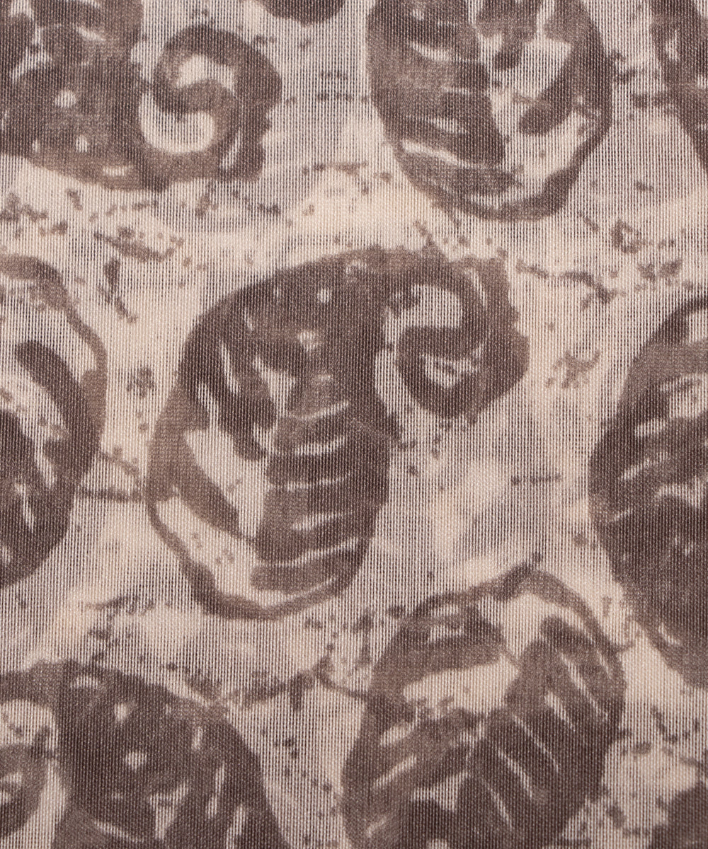 Off White Colour Paisley Print Modal Chanderi Fabric