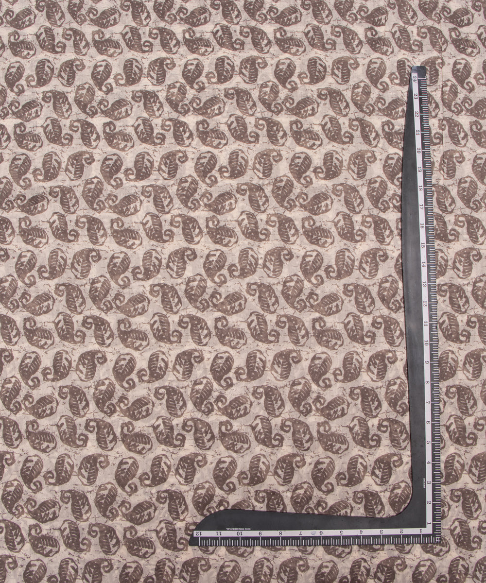 Off White Colour Paisley Print Modal Chanderi Fabric