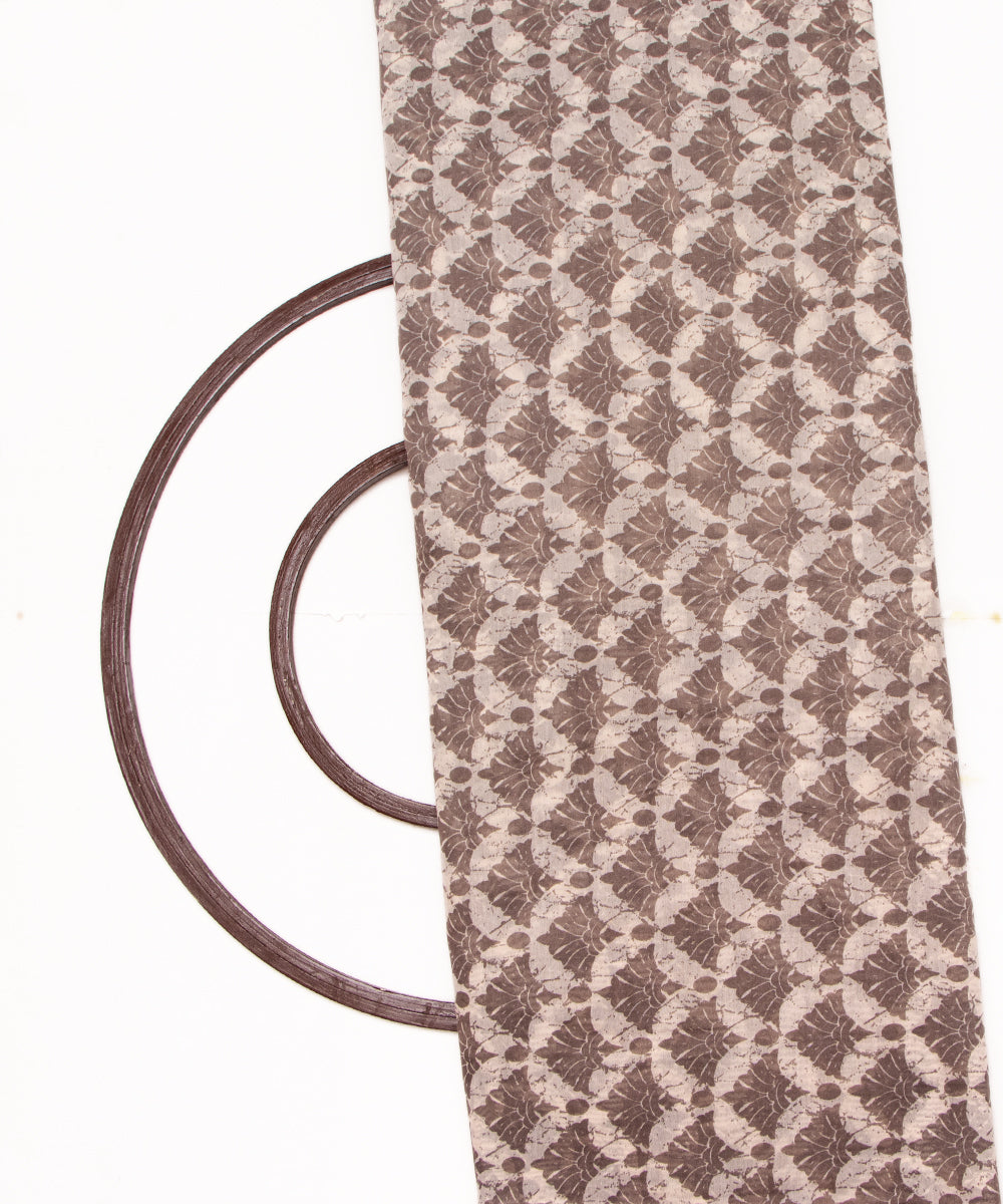 Off White Colour Floral Print Modal Chanderi Fabric