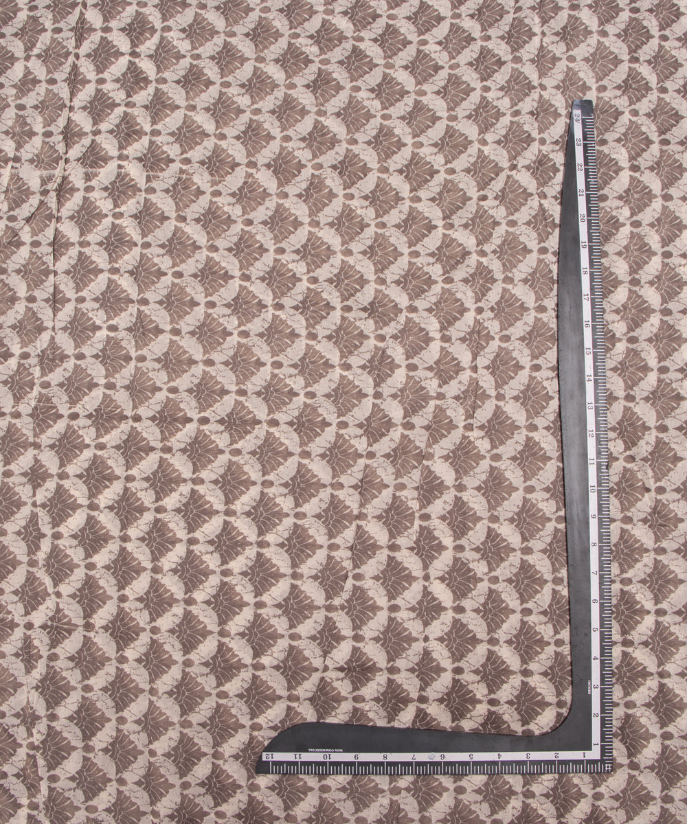 Off White Colour Floral Print Modal Chanderi Fabric