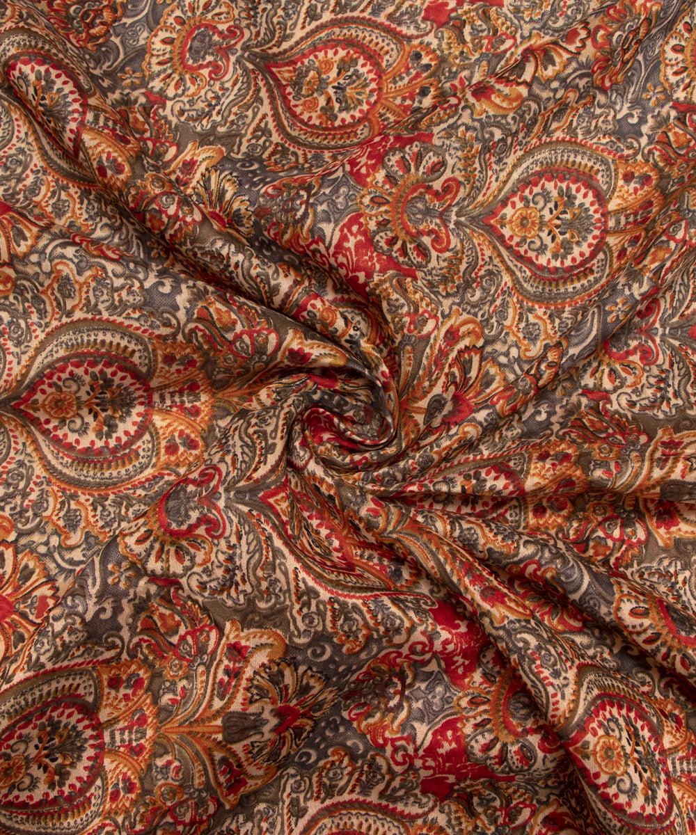 Multi Colour Floral Print Modal Chanderi Fabric