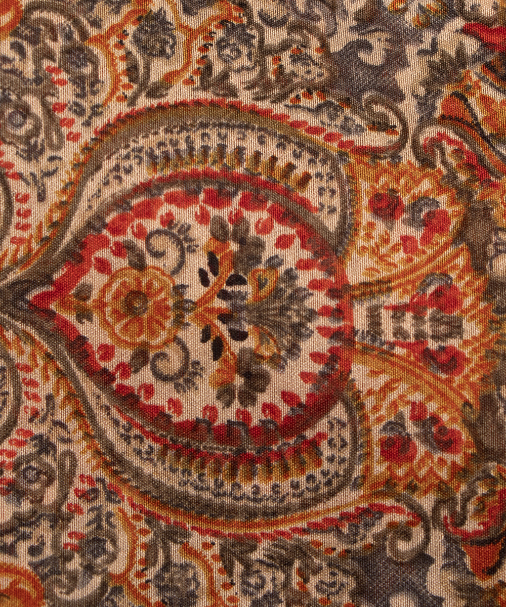 Multi Colour Floral Print Modal Chanderi Fabric