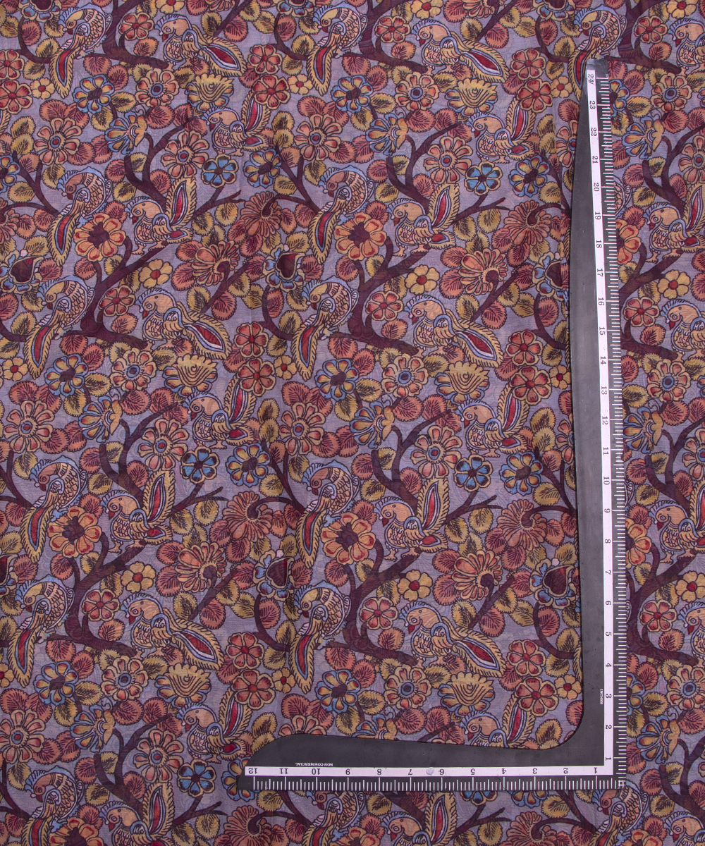 Grey Colour Floral Digital Print Chiffon Fabric