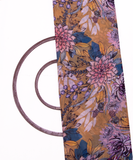 Ochre Yellow Colour Leaf Digital Print Chiffon Fabric