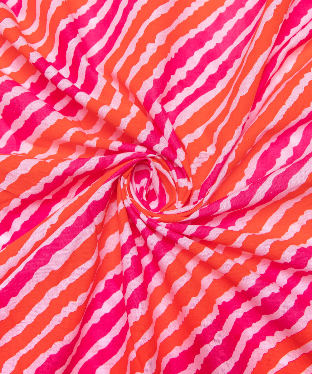 Magenta Colour Lehariya Printed Cotton Fabric