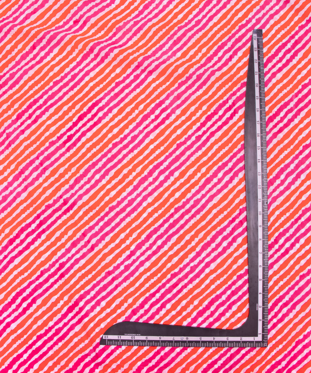 Magenta Colour Lehariya Printed Cotton Fabric
