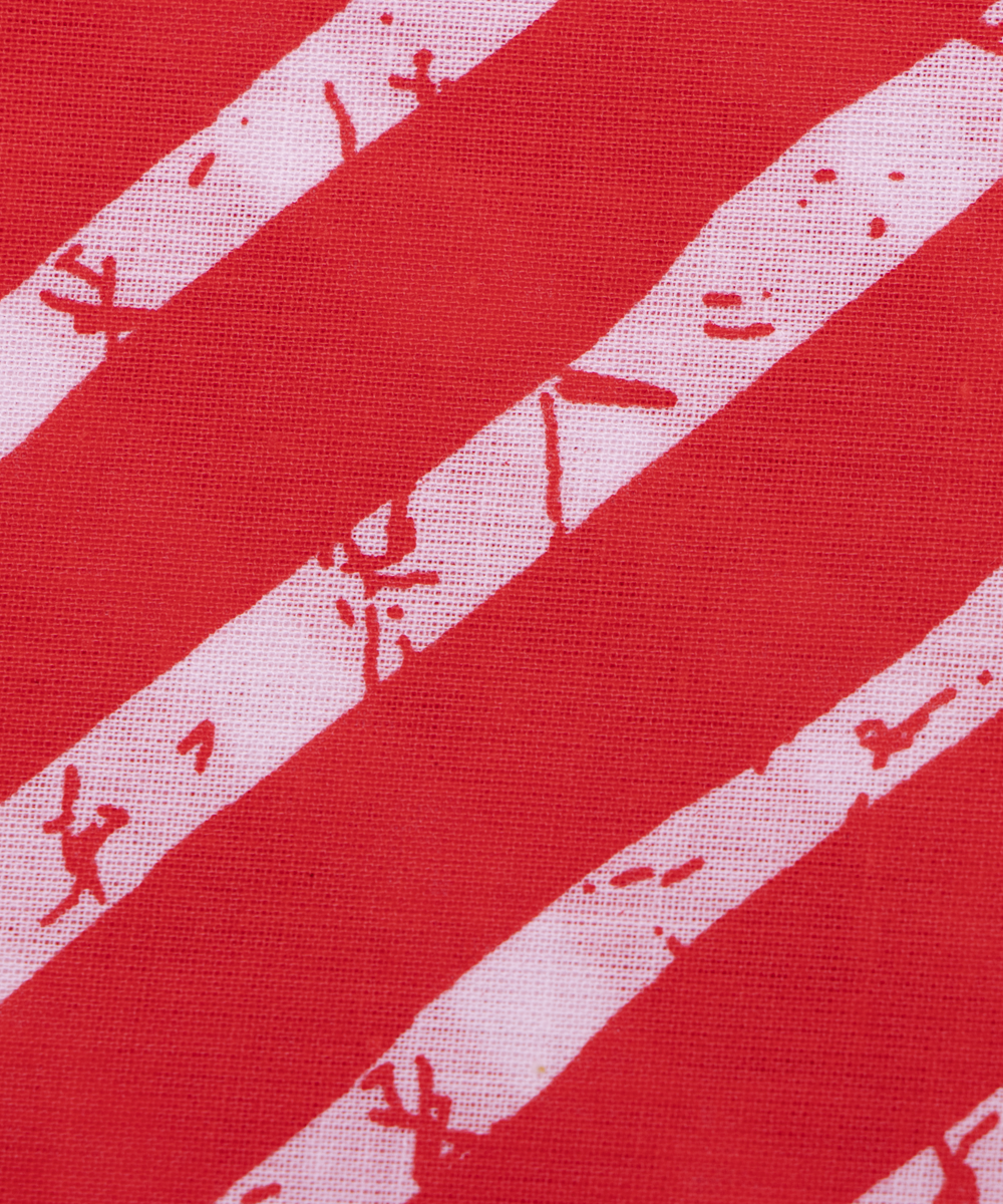 Red Colour Lehariya Printed Cotton Fabric