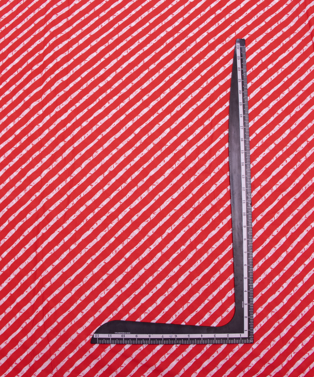 Red Colour Lehariya Printed Cotton Fabric