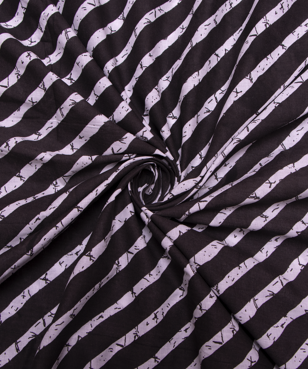 Black Colour Lehariya Printed Cotton Fabric