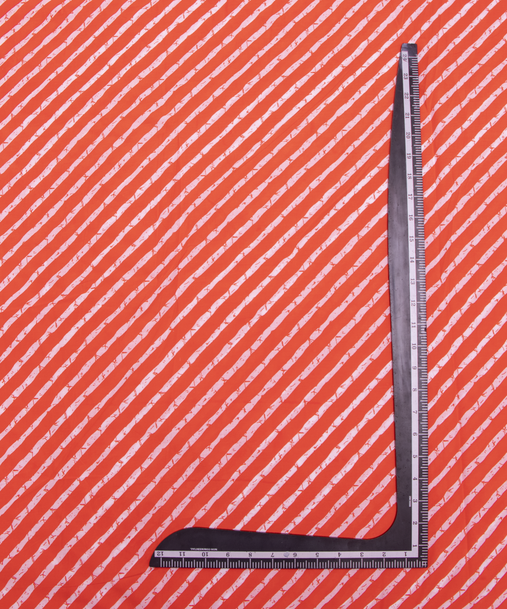 Orange Colour Lehariya Printed Cotton Fabric