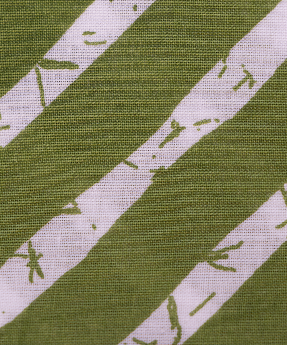 Olive Green Colour Lehariya Printed Cotton Fabric