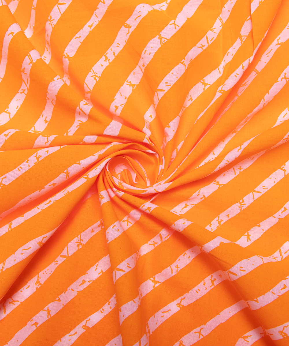 Yellow Colour Lehariya Printed Cotton Fabric