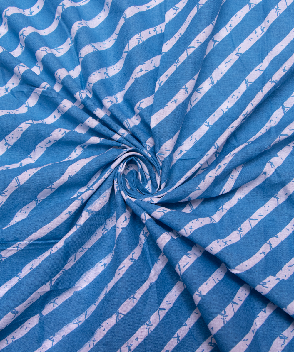 Light Blue Colour Lehariya Printed Cotton Fabric