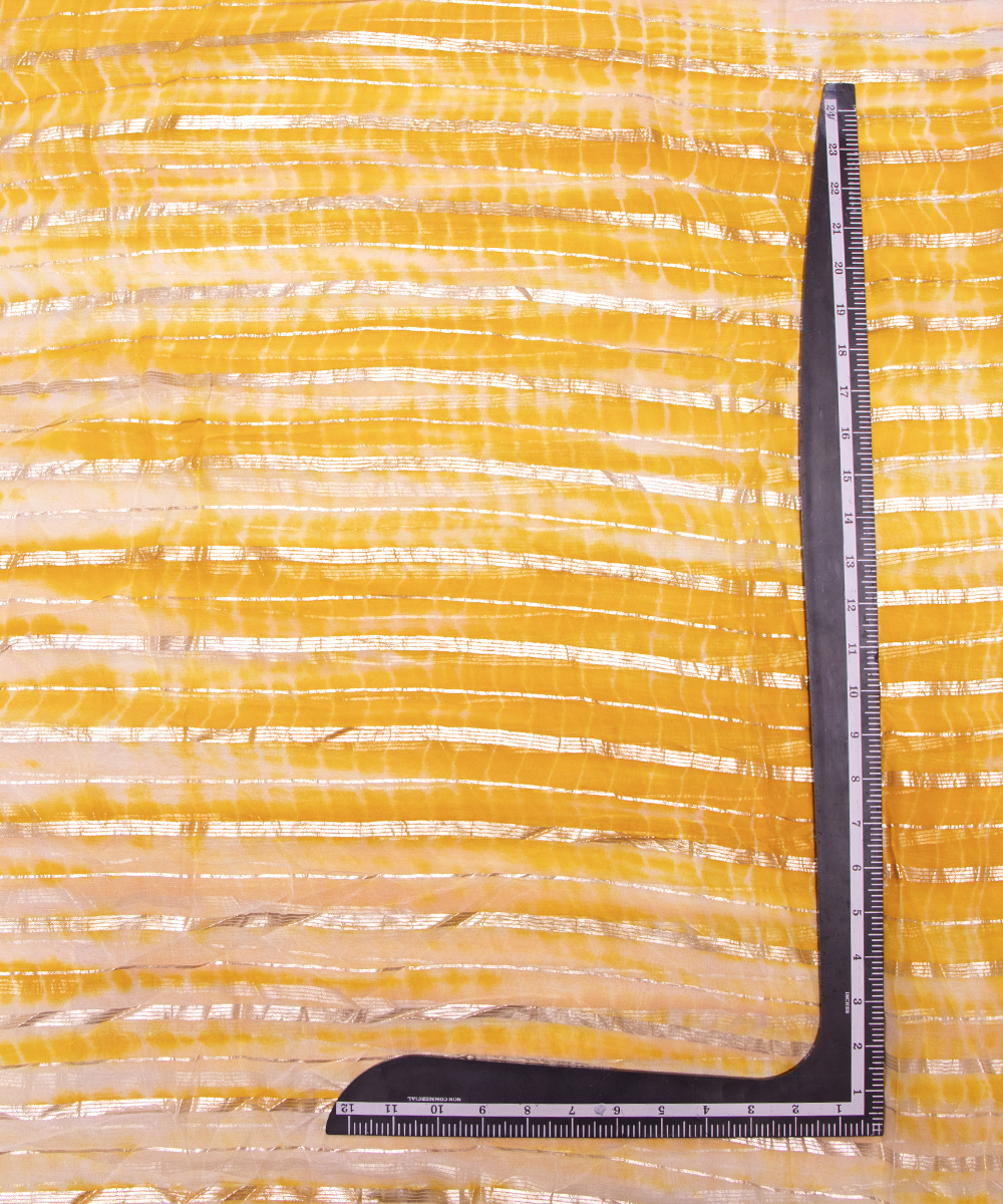 Yellow Colour Tie Dye Print Georgette Gota Fabric