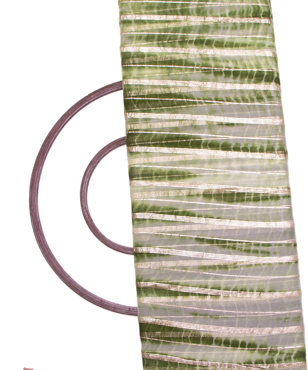 Green Colour Tie Dye Print Georgette Gota Fabric