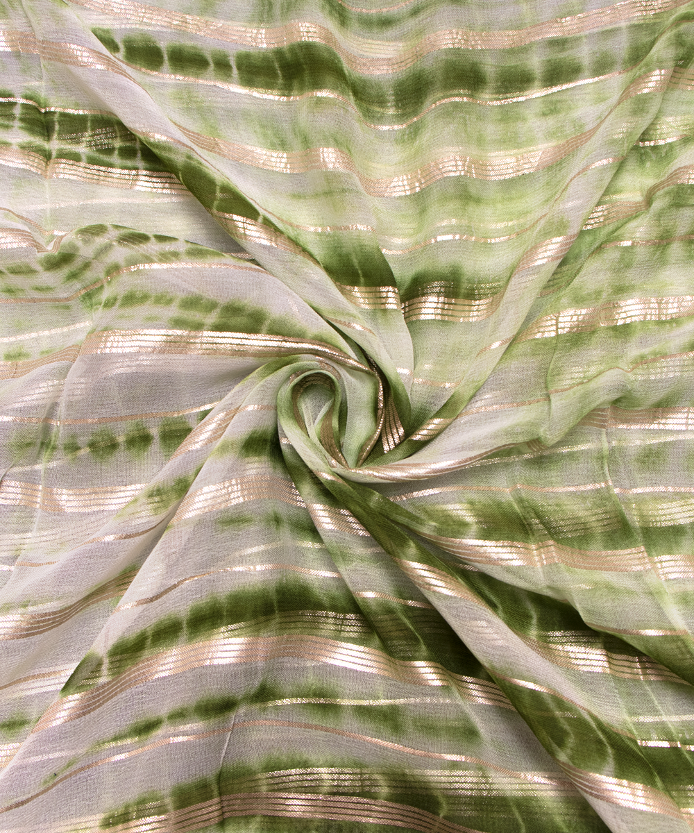 Green Colour Tie Dye Print Georgette Gota Fabric