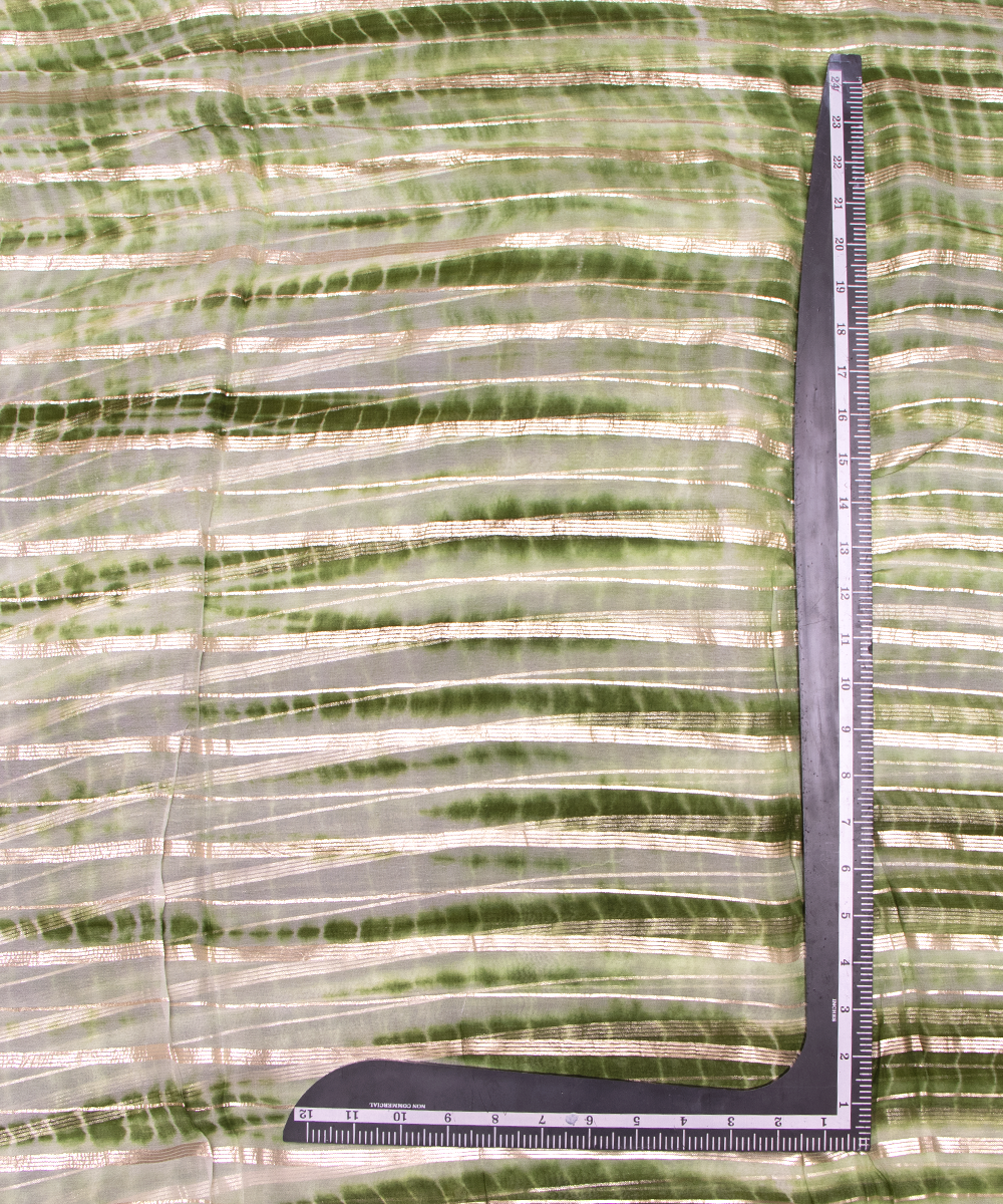 Green Colour Tie Dye Print Georgette Gota Fabric