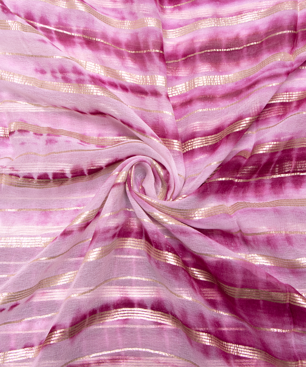 Wine Colour Tie Dye Print Georgette Gota Fabric