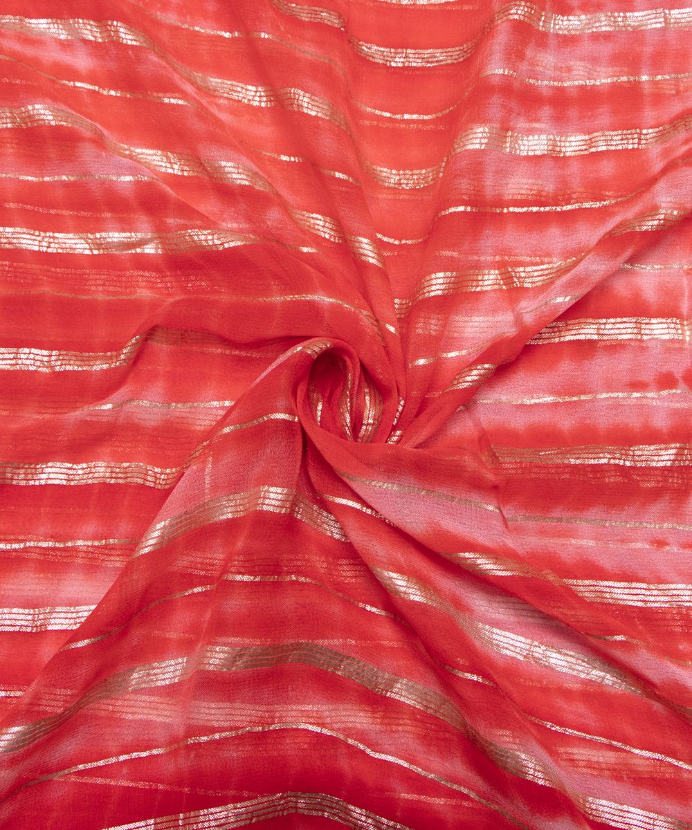 Red Colour Tie Dye Print Georgette Gota Fabric