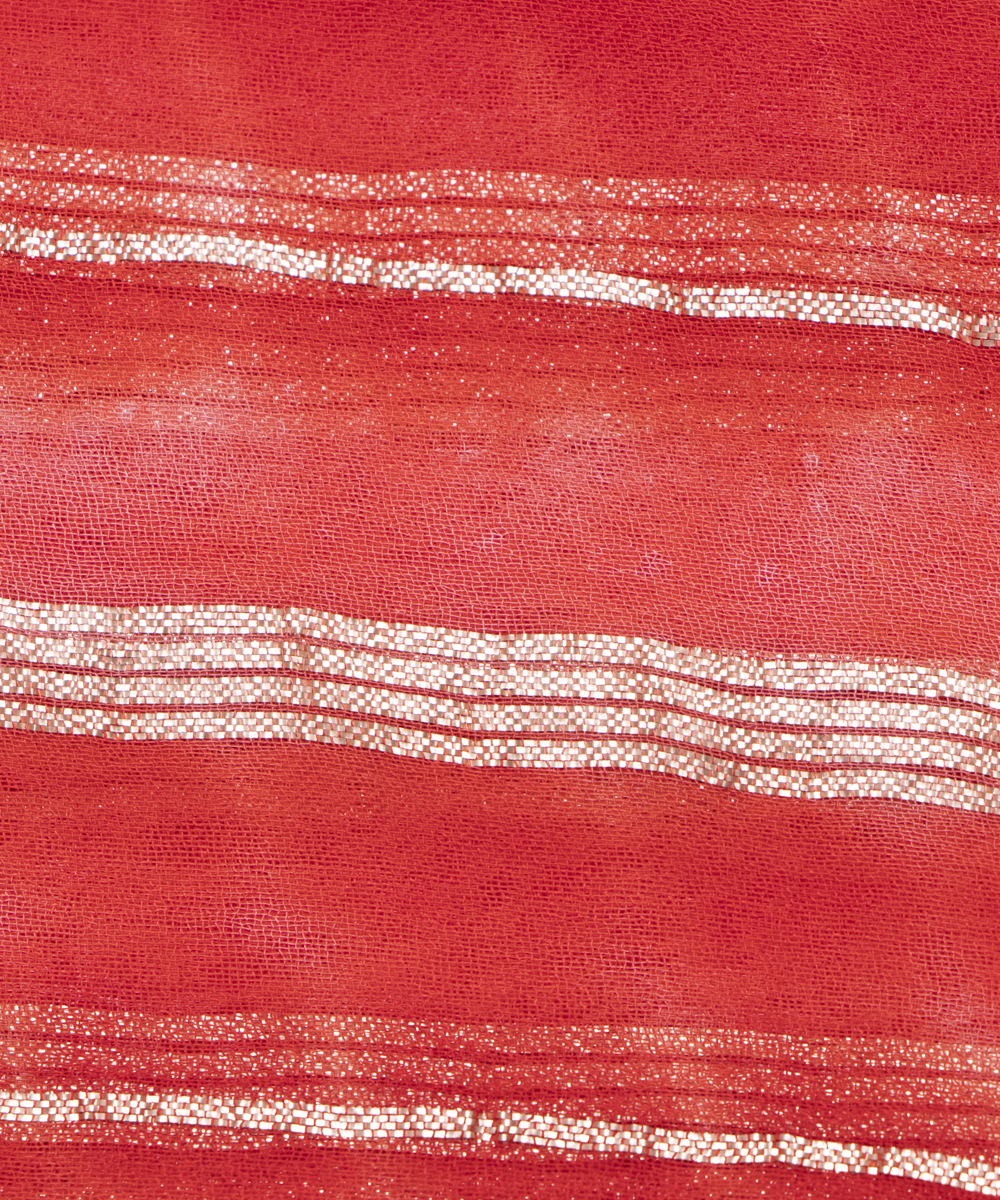 Red Colour Tie Dye Print Georgette Gota Fabric