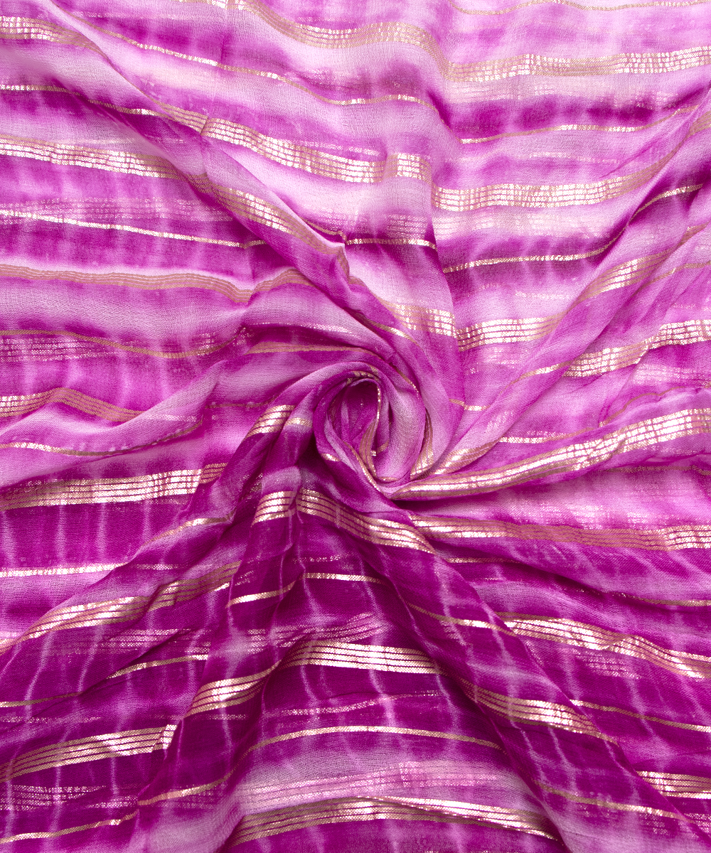 Purple Colour Tie Dye Print Georgette Gota Fabric
