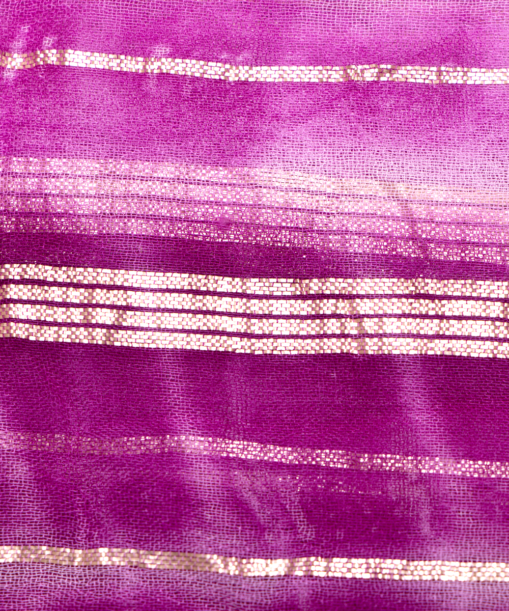 Purple Colour Tie Dye Print Georgette Gota Fabric