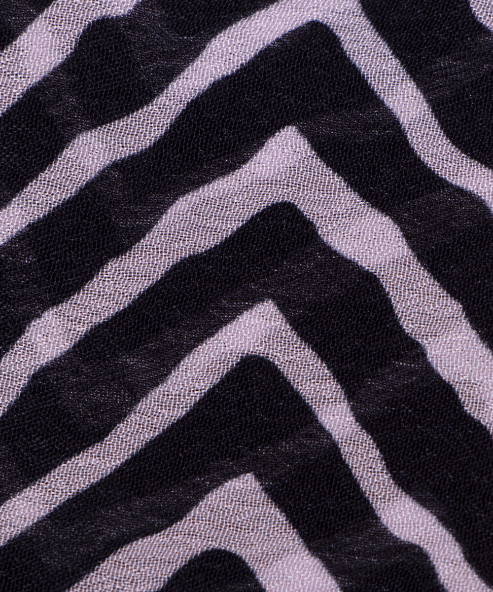 Black Colour Digital Zig Zag Print Viscose Chinon Silk Fabric