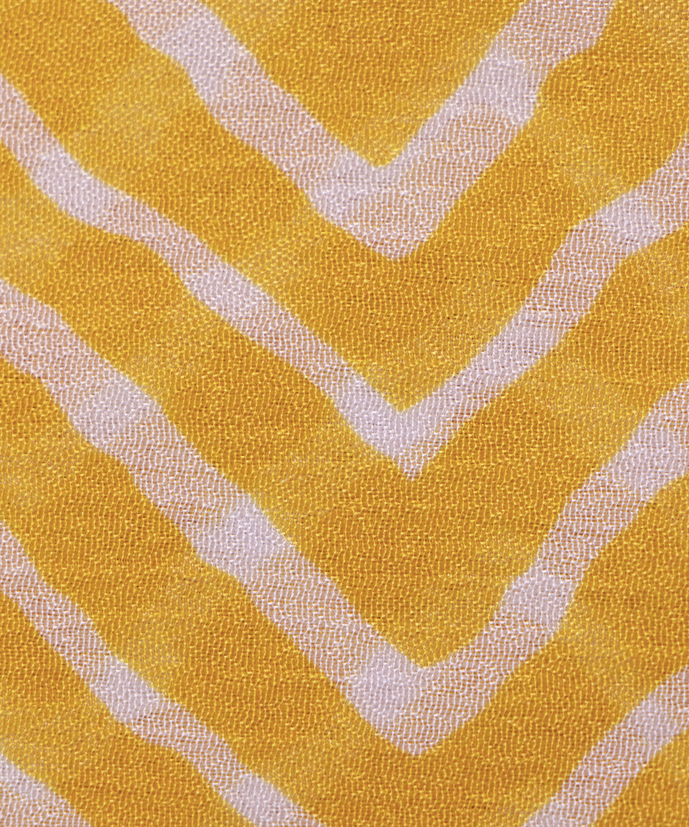 Yellow Colour Digital Zig Zag Print Viscose Chinon Silk Fabric