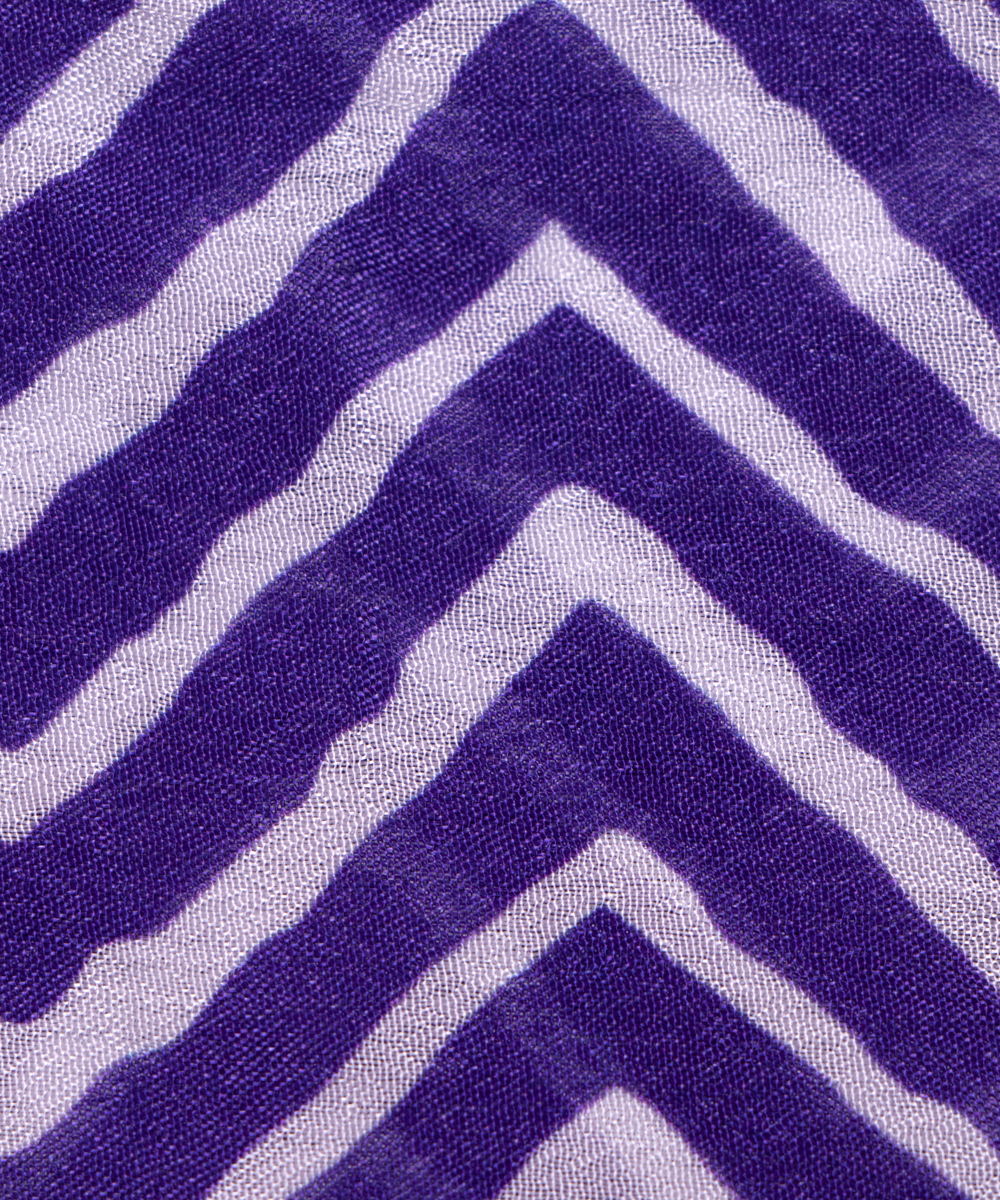 Purple Colour Digital Zig Zag Print Viscose Chinon Silk Fabric