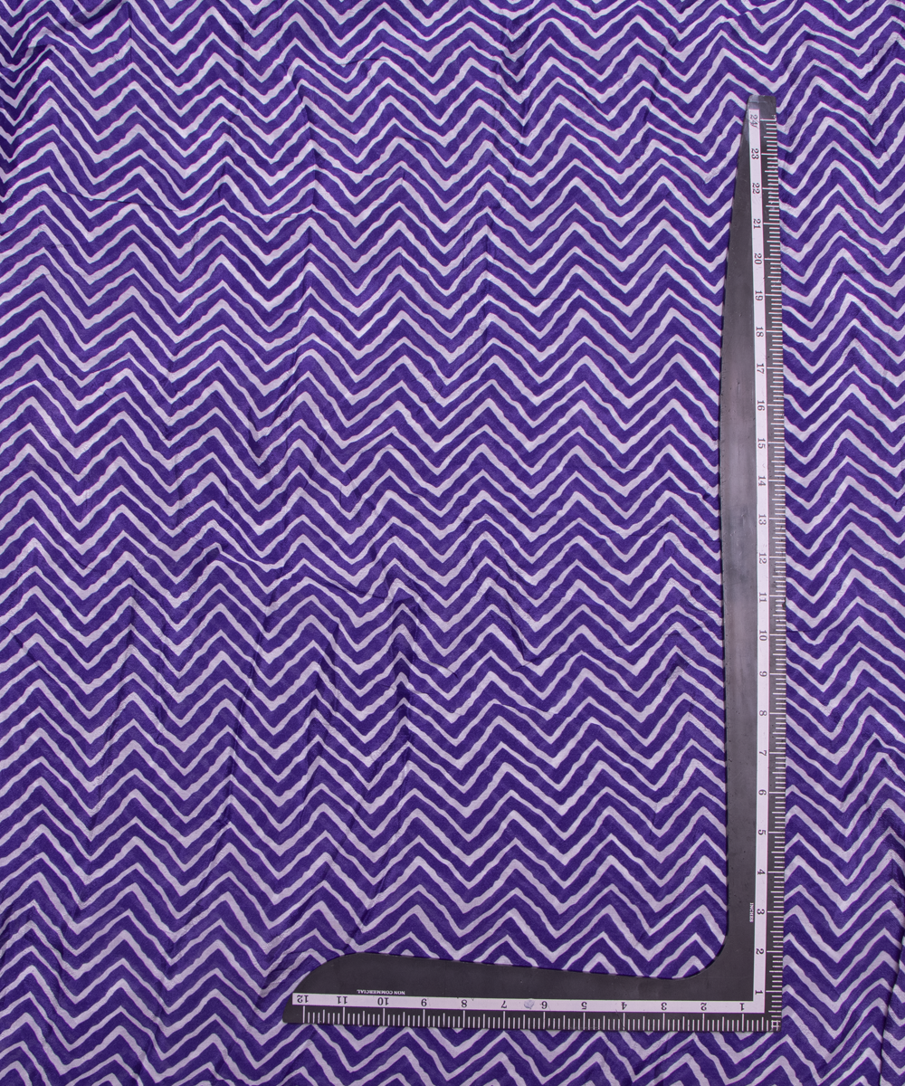 Purple Colour Digital Zig Zag Print Viscose Chinon Silk Fabric