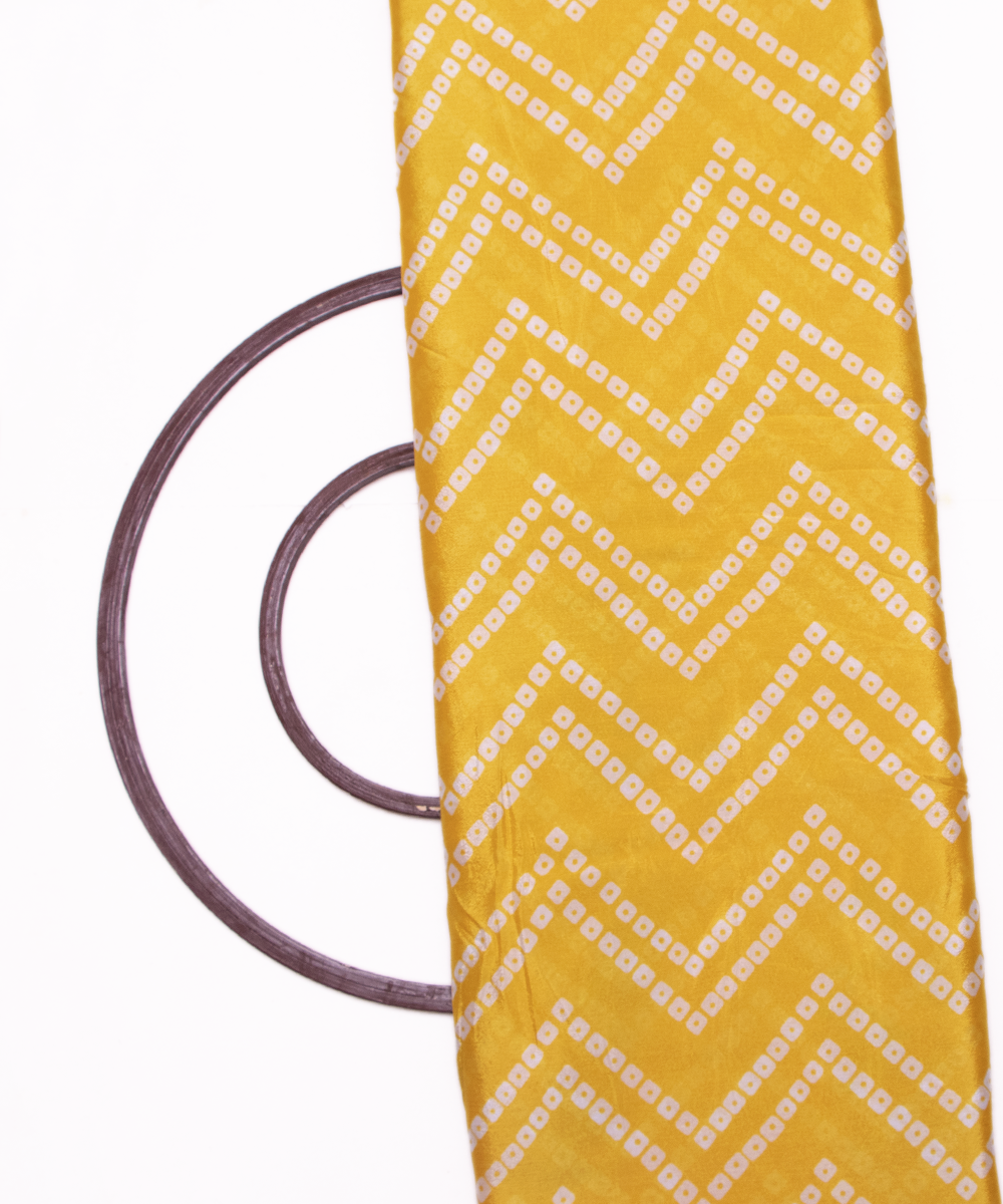 Yellow Colour Digital Bandhani Print Viscose Chinon Silk Fabric