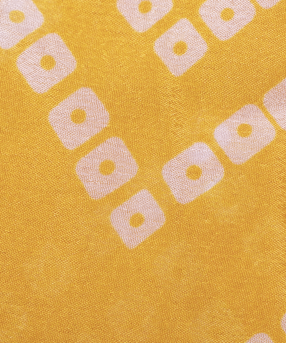 Yellow Colour Digital Bandhani Print Viscose Chinon Silk Fabric