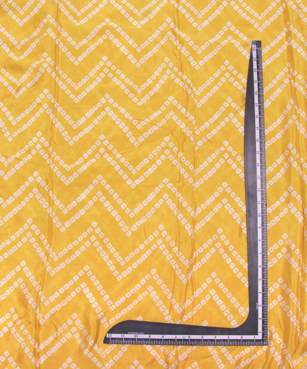 Yellow Colour Digital Bandhani Print Viscose Chinon Silk Fabric